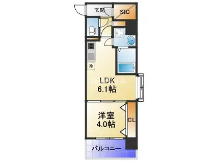 WOB京橋(1LDK/6階)の間取り写真