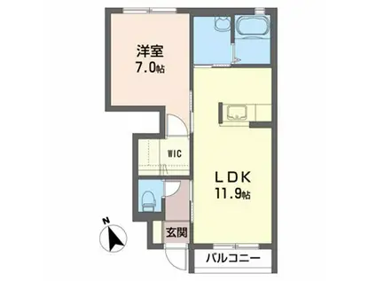 ガーデンコートB(1LDK/1階)の間取り写真