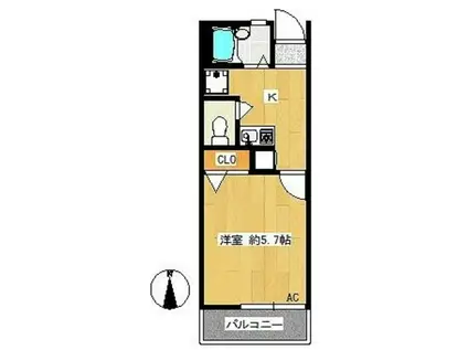 ニュー・セイコー(1K/2階)の間取り写真