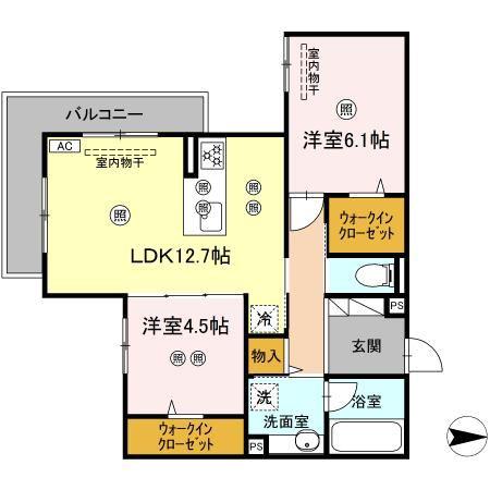 サンドルフ高須II番館(2LDK/2階)の間取り写真