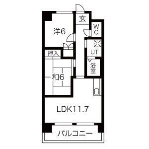 アネックス西町(2LDK/1階)の間取り写真