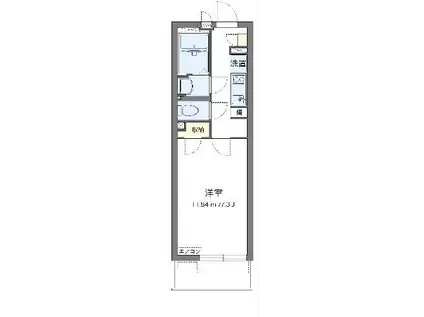 クレイノベルウッドII 広川(1K/3階)の間取り写真