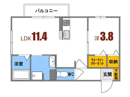 ライブコープ神崎 II(1LDK/3階)の間取り写真