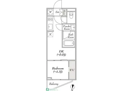 ルミーク本町イースト(1DK/5階)の間取り写真