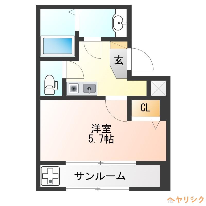チャミー東山(1K/4階)の間取り写真