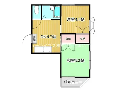 カールハイツ寝屋川Ⅱ(2K/2階)の間取り写真