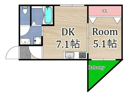 アベリア清水(1DK/3階)の間取り写真