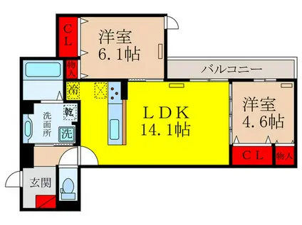 O-CREST池田桃園(2LDK/2階)の間取り写真