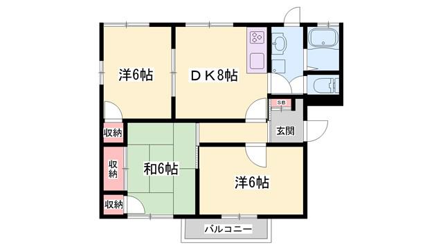 グリーンコート西明石 A(3DK/1階)の間取り写真