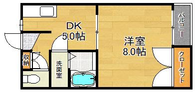 広島電鉄本線 広電西広島駅(己斐) 徒歩10分 2階建 築28年(1DK/2階)の間取り写真