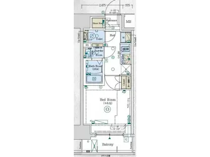 ジェノヴィア阪東橋IIスカイガーデン(1K/3階)の間取り写真