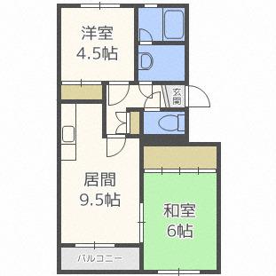 コーポ30(2LDK/3階)の間取り写真