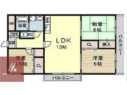 ツインフィールド壱番館(3LDK/3階)の間取り写真