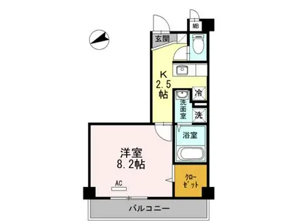 ラ・プランタン(1K/3階)の間取り写真