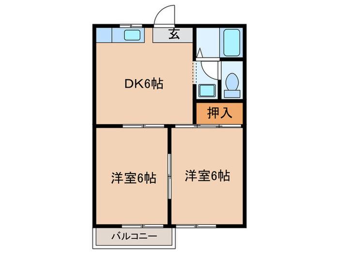 プレジール大和(2DK/2階)の間取り写真