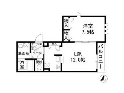 M-STYLE新宿(1LDK/2階)の間取り写真