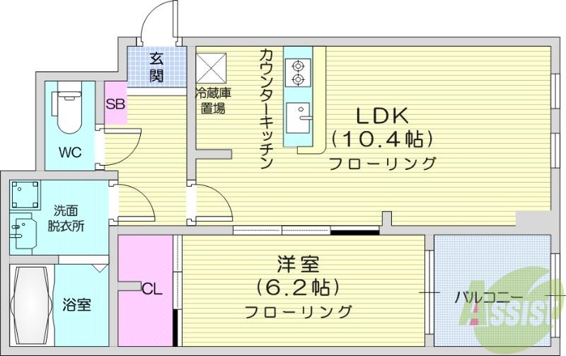 テンピィオプリマ(1LDK/2階)の間取り写真