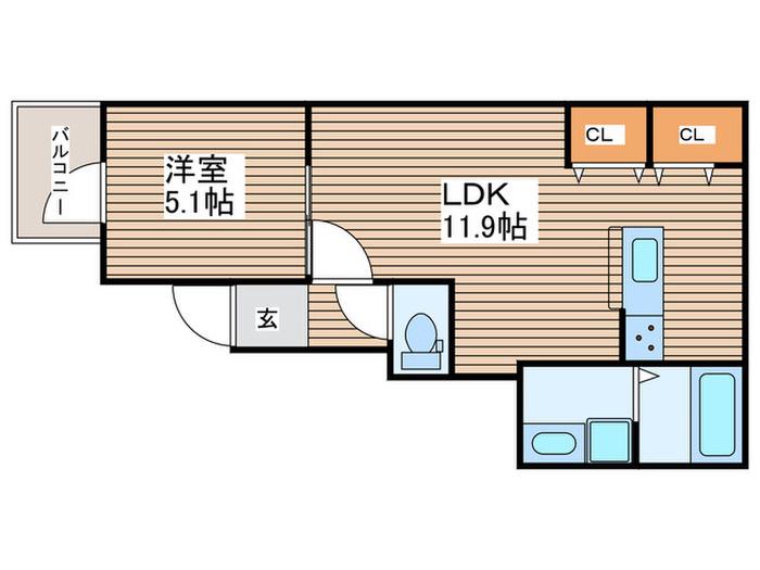CALM PARK RESIDENCE(1LDK/3階)の間取り写真