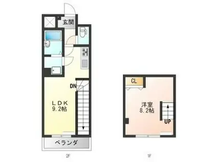 西壱番館TEI(1LDK/2階)の間取り写真