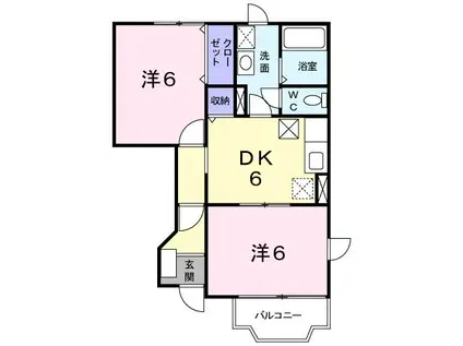 ニューキャロット(2DK/1階)の間取り写真