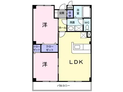 オフィース アルタ(2LDK/2階)の間取り写真