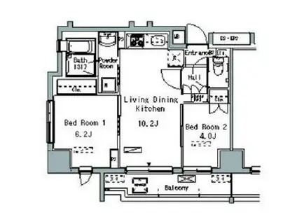 パークアクシス仲御徒町(2LDK/2階)の間取り写真