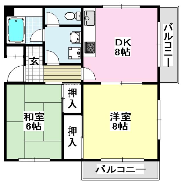 サンコーポT&K(2DK/3階)の間取り写真