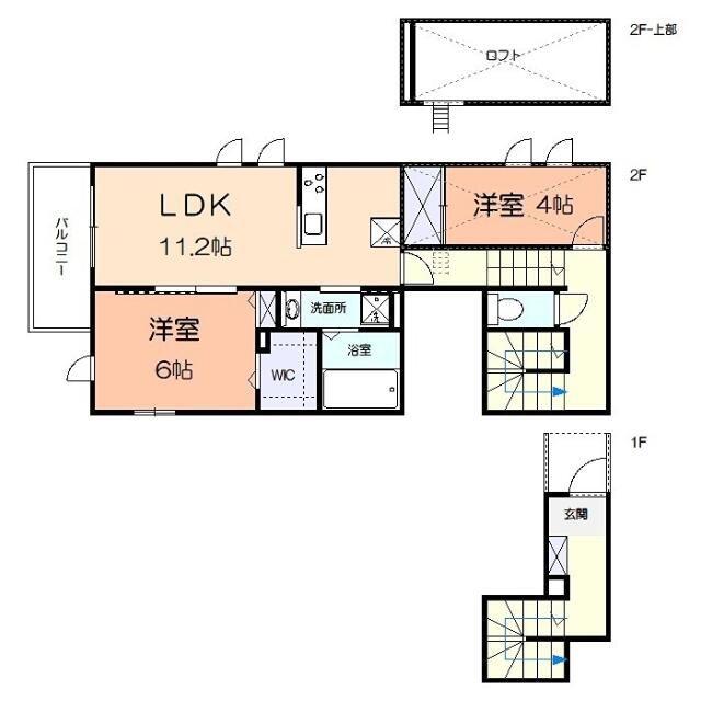 ラ ルーチェ 櫻(2LDK/2階)の間取り写真