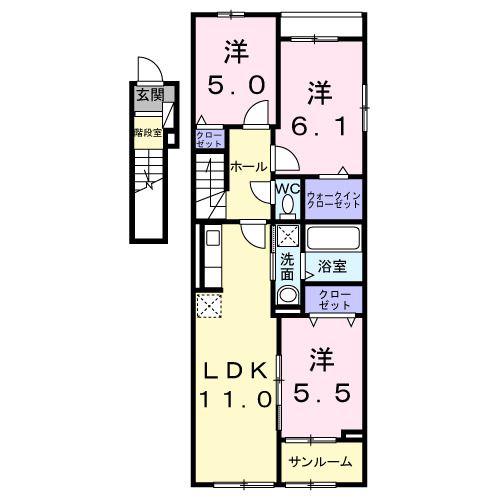 エリオス(3LDK/2階)の間取り写真