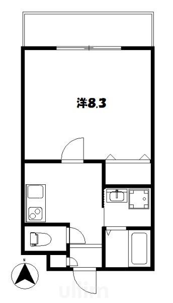 プラシード白川今小路(1K/2階)の間取り写真