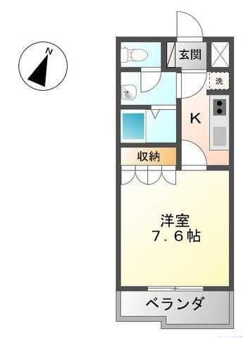 フローラ―リア湘南(1K/2階)の間取り写真