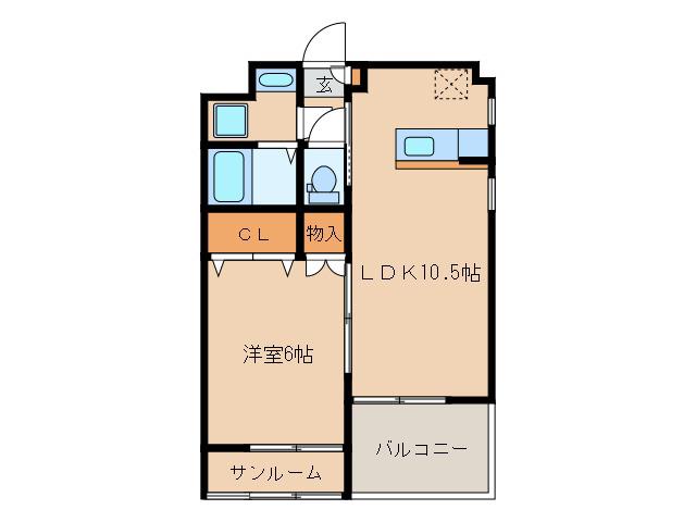 ローズモント・リュクス(1LDK/2階)の間取り写真