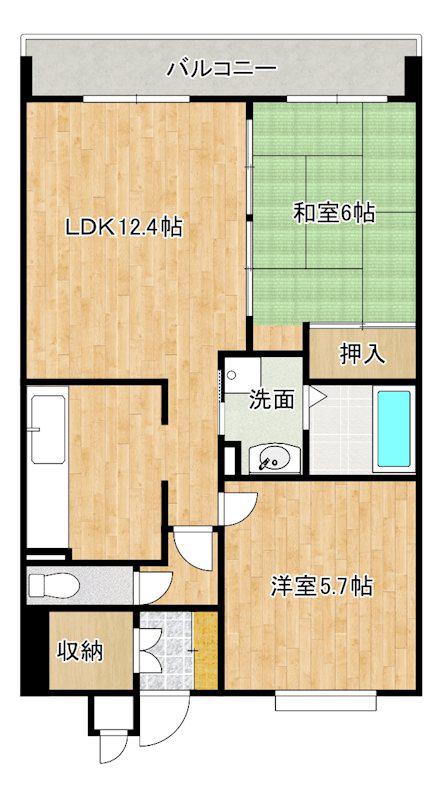 オークランド 桜通(2LDK/9階)の間取り写真