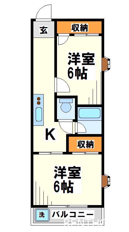 メゾンシマダ(2K/2階)の間取り写真