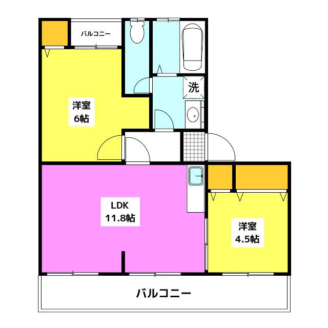 ライオンズマンション高宮第7(2LDK/1階)の間取り写真