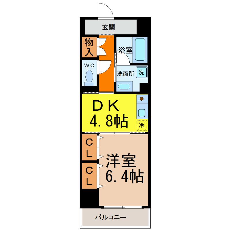 エスタシオン御器所(1DK/6階)の間取り写真