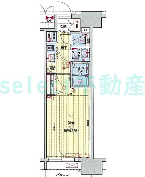 プレサンス大須観音駅前(1K/3階)の間取り写真