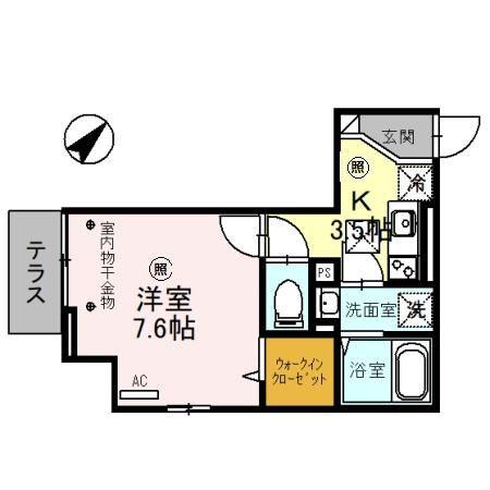 アンソレイエ(1K/1階)の間取り写真