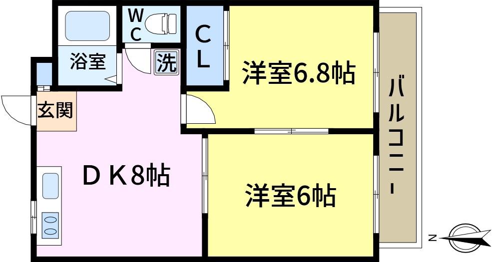 ハイムセリゼ一番館(2DK/2階)の間取り写真