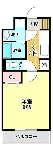 プロムナードI(1K/3階)の間取り写真