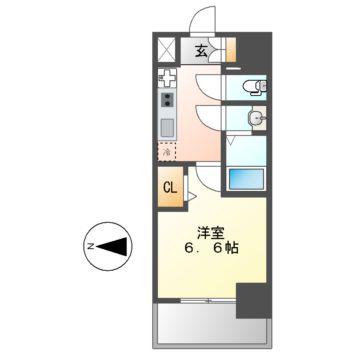 ディアレイシャス名古屋大須通(1K/4階)の間取り写真