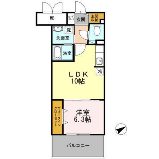 RYUO HILLS(1LDK/3階)の間取り写真