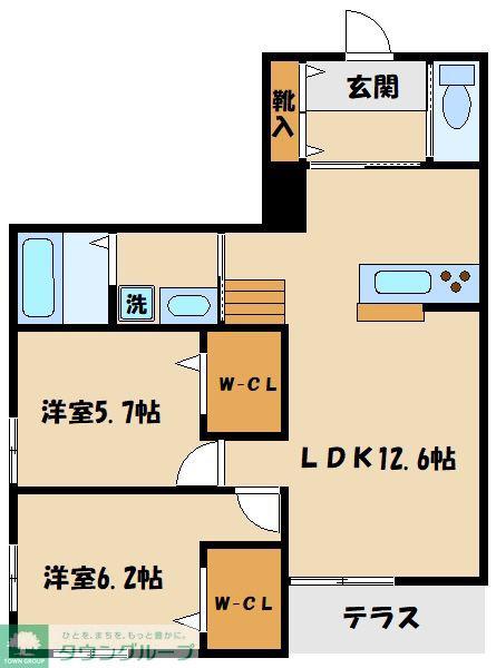 WAI PUAMELIA(2LDK/1階)の間取り写真