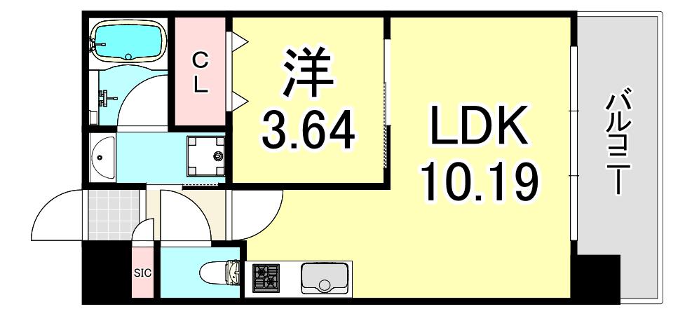 プレジオ御幣島(1LDK/11階)の間取り写真