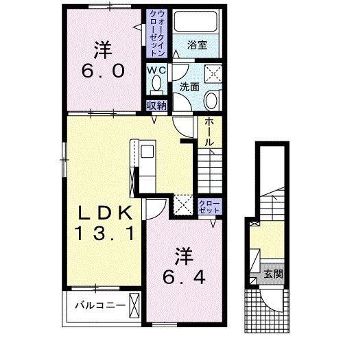 グレイス I(2LDK/2階)の間取り写真