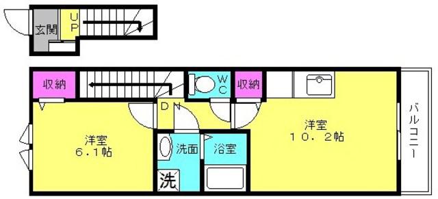 メゾン ド エム(1LDK/2階)の間取り写真