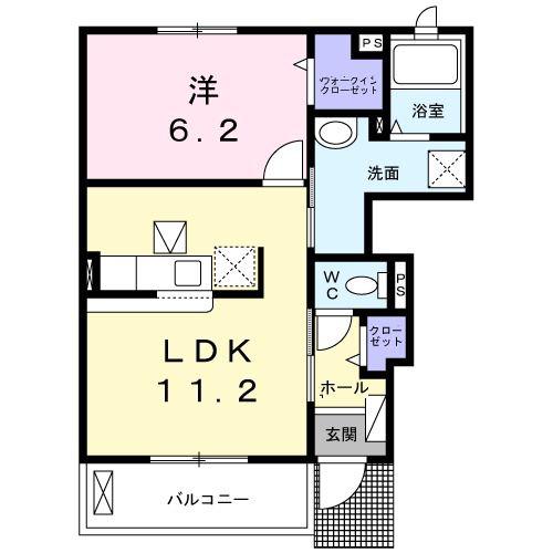 グレイシャス(1LDK/1階)の間取り写真