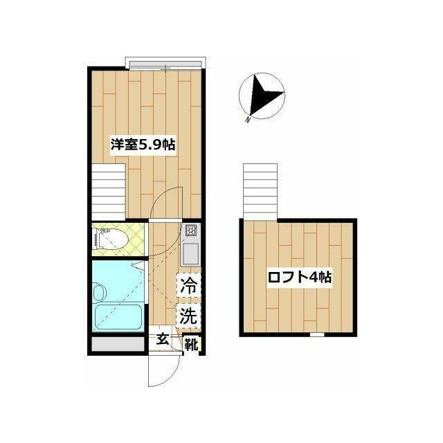 グロリア溝の口(1K/2階)の間取り写真