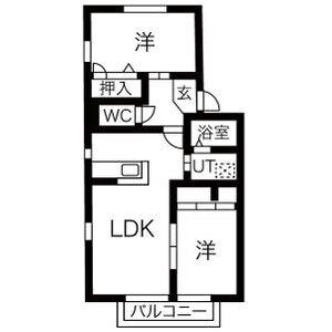 ファミール前田B棟(2LDK/2階)の間取り写真