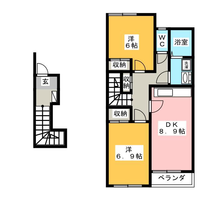 ELLE CITY OLIVIA(2DK/2階)の間取り写真